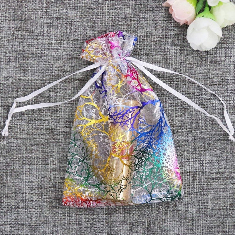 SumDirect 100pcs 4x6inch Mixed Color Coralline Organza Gift Bags, Wedding Favor Party Jewelry Candy Pouches with Drawstring - Image 4